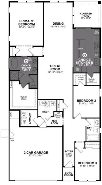 2D floor plan layout of this home in Montana Vista - Highland, Buckeye, AZ (Image 5).
