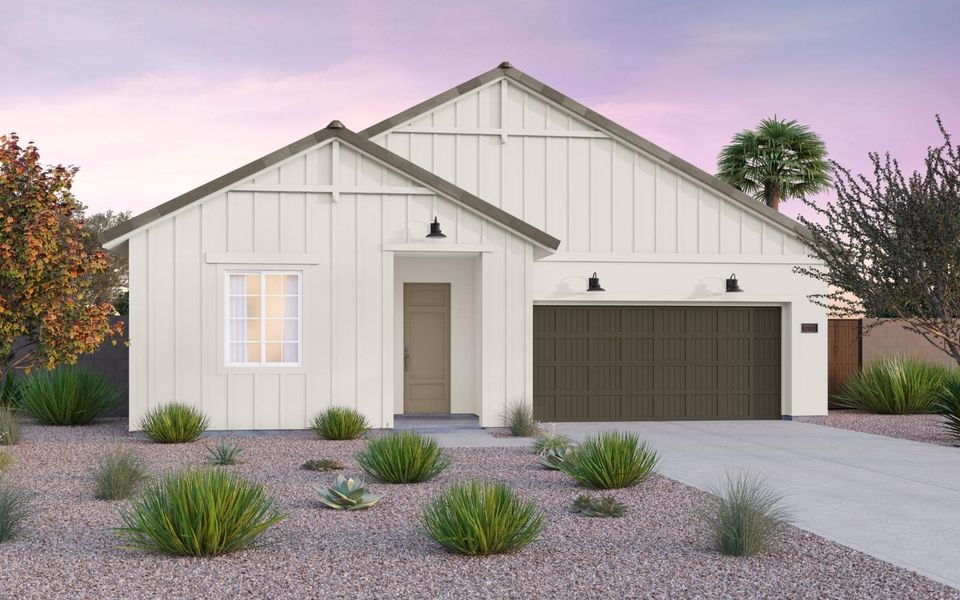 Representative exterior photo of a completed home built from the Laredo by Brookfield Residential in Laurel at Blossom Rock, Apache Junction, AZ (Image 19).