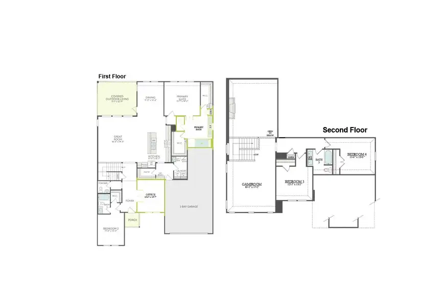 2D floor plan layout of this home in LaPrelle, Fort Worth, TX (Image 3). 2D floor plan layout of this home in LaPrelle, Fort Worth, TX (Image 3).