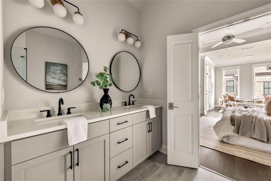 Furnished interior view inside a new home in Towns on Thompson, Alpharetta (Image 43).