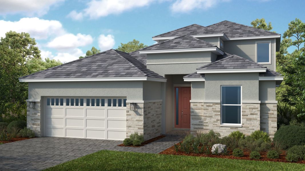Representative exterior photo of a completed home built from the Genoa by Taylor Morrison in Astor Creek Golf and Country Club, Port St. Lucie, FL (Image 16).