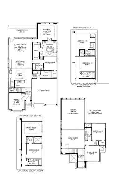 2D floor plan layout of this home in Wolf Ranch 51', Georgetown, TX (Image 2).