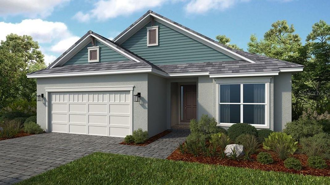 Front exterior of a new home in Skye Ranch Community Group Page, Sarasota, FL, highlighting curb appeal (Image 1). Front exterior of a new home in Skye Ranch Community Group Page, Sarasota, FL, highlighting curb appeal (Image 1).