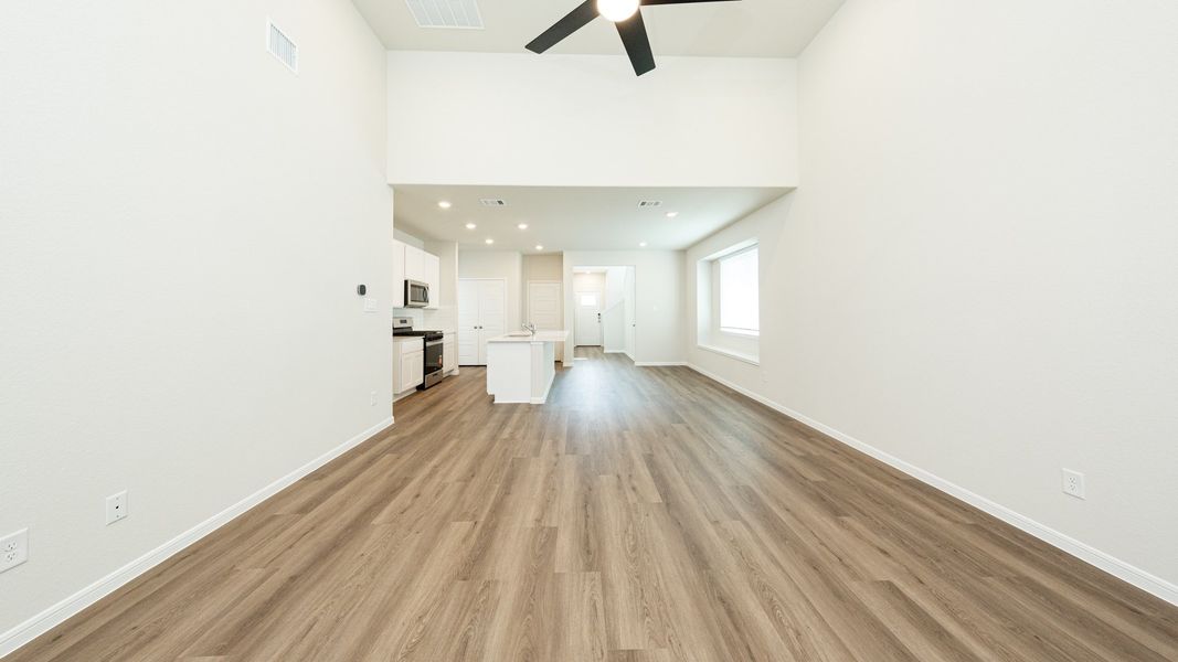 Family Room to Kitchen and Dining Area