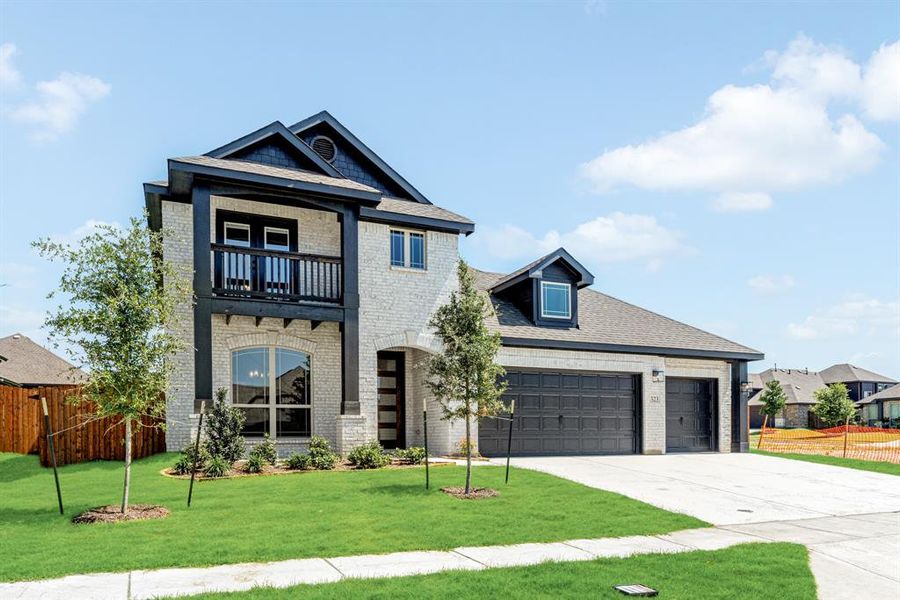 Front exterior of a new home in Maplewood, Glenn Heights, TX, highlighting curb appeal (Image 2). Front exterior of a new home in Maplewood, Glenn Heights, TX, highlighting curb appeal (Image 2).