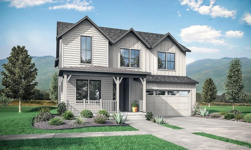 Front exterior of a new home in West Grange, Longmont, CO, highlighting curb appeal (Image 1).