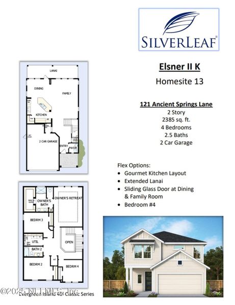 2D floor plan layout of this home in Evergreen Island at Silverleaf - Classic, St. Augustine, FL (Image 2).