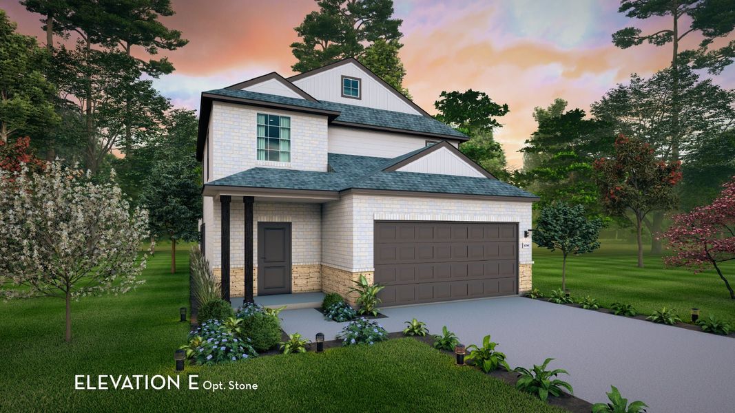 Representative exterior photo of a completed home built from the Hickory by CastleRock Communities in Windrose Green, Angleton, TX (Image 19). Representative exterior photo of a completed home built from the Hickory by CastleRock Communities in Windrose Green, Angleton, TX (Image 19).