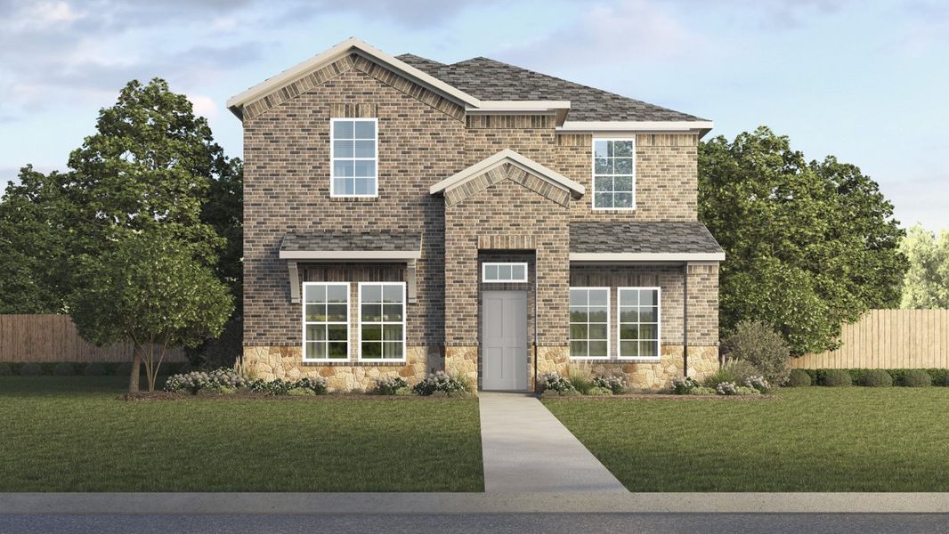 Front exterior of a new home in Lilybrooke at Legacy Hills, Celina, TX, highlighting curb appeal (Image 1). Front exterior of a new home in Lilybrooke at Legacy Hills, Celina, TX, highlighting curb appeal (Image 1).