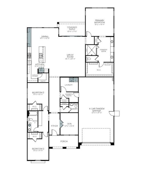 2D floor plan layout of this home in Palo Verde at North Creek, Queen Creek, AZ (Image 5).