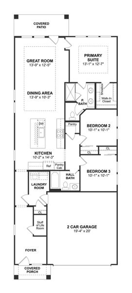 2D floor plan layout for the Blueberry Ash by K. Hovnanian® Homes in Heritage Ranch, Sherman, TX (Image 3). 2D floor plan layout for the Blueberry Ash by K. Hovnanian® Homes in Heritage Ranch, Sherman, TX (Image 3).
