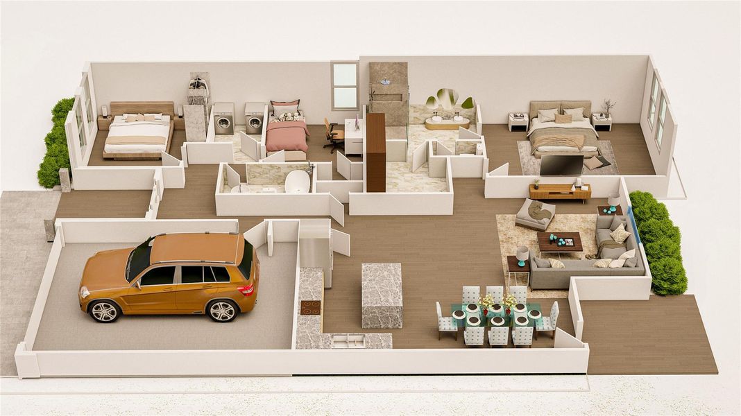 doll house rendering, not exact to be built