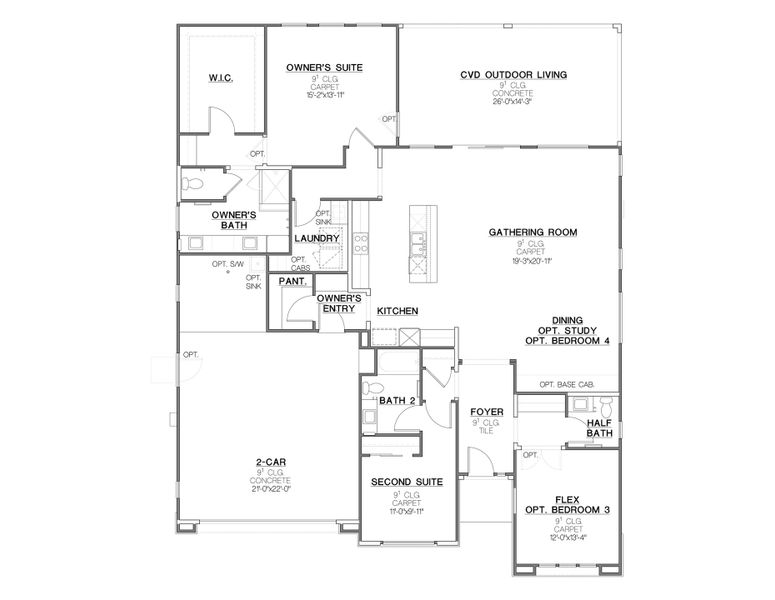 2D floor plan layout of this home in Meridian, Queen Creek, AZ (Image 2). 2D floor plan layout of this home in Meridian, Queen Creek, AZ (Image 2).