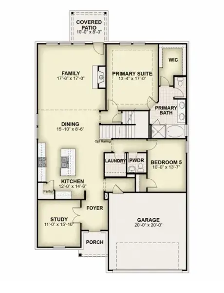 2D floor plan layout for the Freedom by Rockwell Homes in Walden Pond, Forney, TX (Image 7).