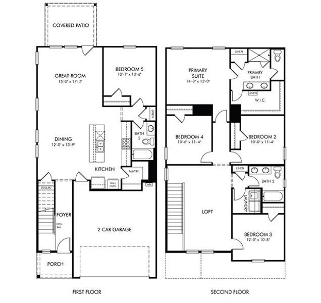 2D floor plan layout of this home in Martin Springs - Reserve Series, Lawrenceville, GA (Image 3).