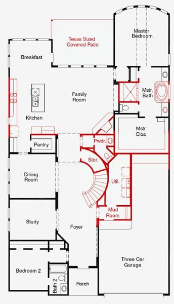 2D floor plan layout of this home in Bridgeland 55', Cypress, TX (Image 5).