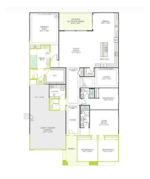2D floor plan layout of this home in Soleo, San Tan Valley, AZ (Image 4).