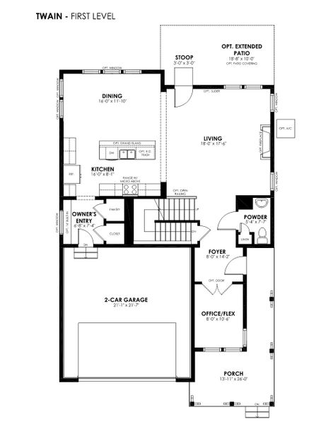 2D floor plan layout for the Twain by Hartford Homes in Prairie Song, Windsor, CO (Image 5). 2D floor plan layout for the Twain by Hartford Homes in Prairie Song, Windsor, CO (Image 5).
