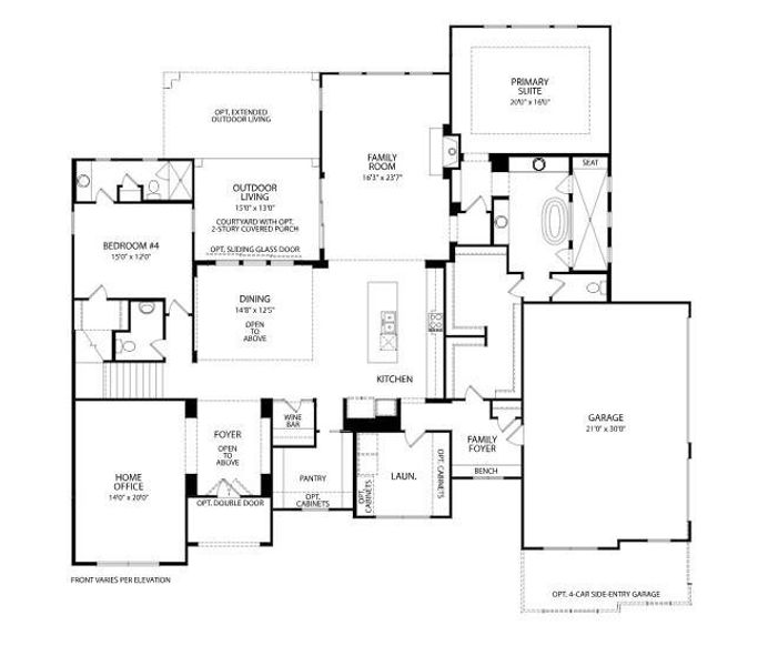 2D floor plan layout of this home in Clearwater Ranch, Liberty Hill, TX (Image 2).