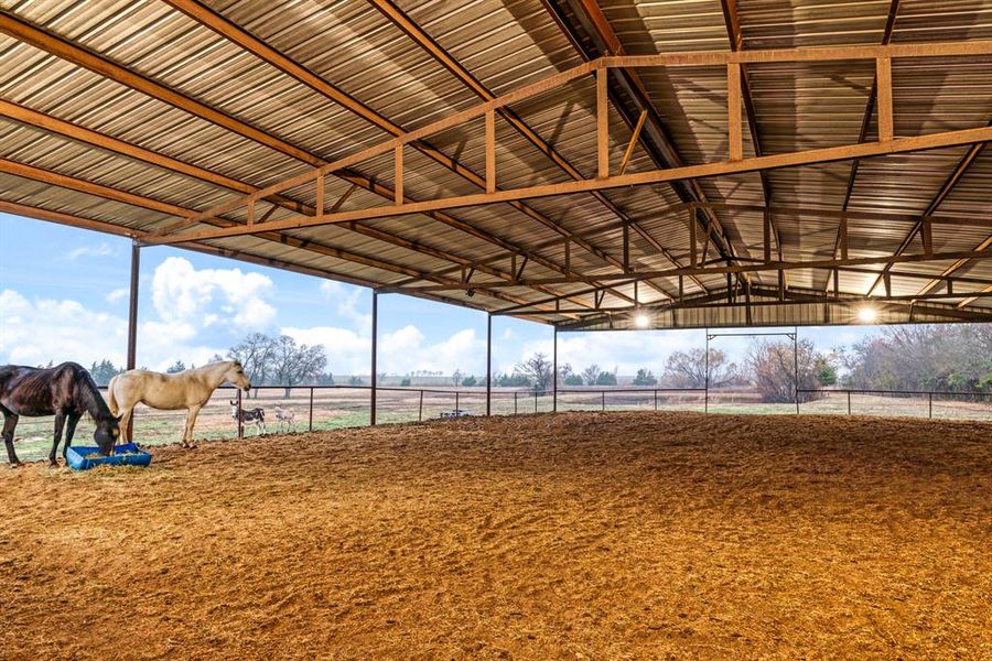 Lighted covered arena Lighted covered arena