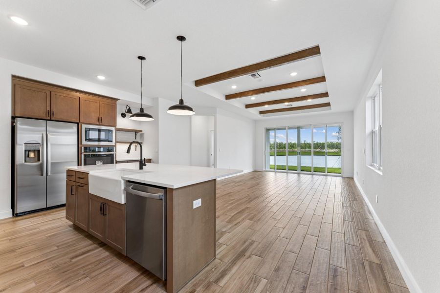 Kitchen, Great Room & Dining Area