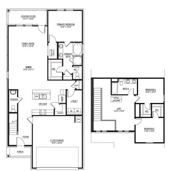 2D floor plan layout for the The Windermere by Lillian Custom Homes in Tabor Ranch, Ponder, TX (Image 5). 2D floor plan layout for the The Windermere by Lillian Custom Homes in Tabor Ranch, Ponder, TX (Image 5).