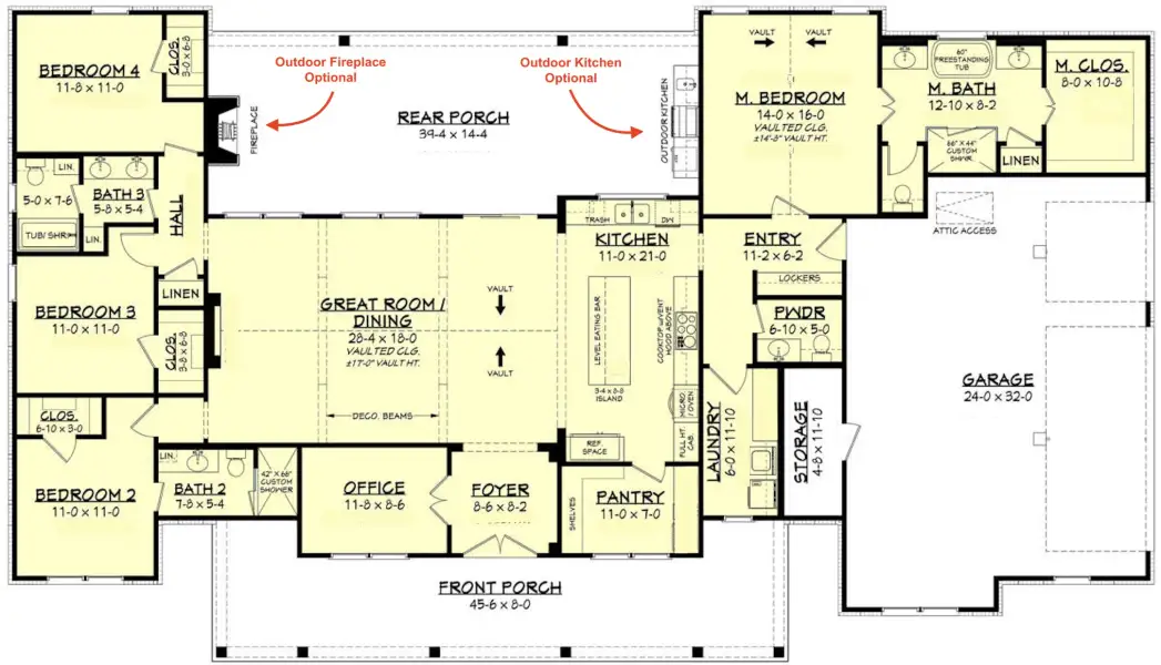 2D floor plan layout of this home in Parallel Pastures, Poolville, TX (Image 3).