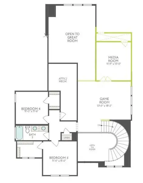 2D floor plan layout of this home in Pecan Ridge, Fulshear, TX (Image 3).