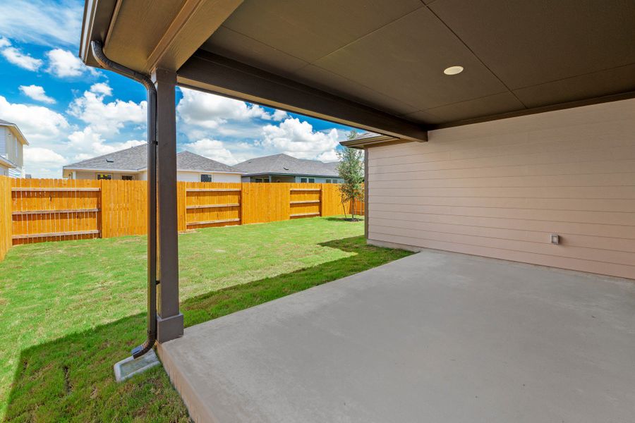 Exterior details and patio area of a home in Prairie Winds, Hutto (Image 4). Exterior details and patio area of a home in Prairie Winds, Hutto (Image 4).