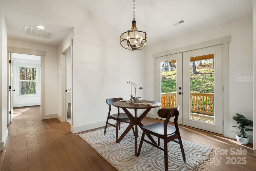 Dining area with back porch access Dining area with back porch access