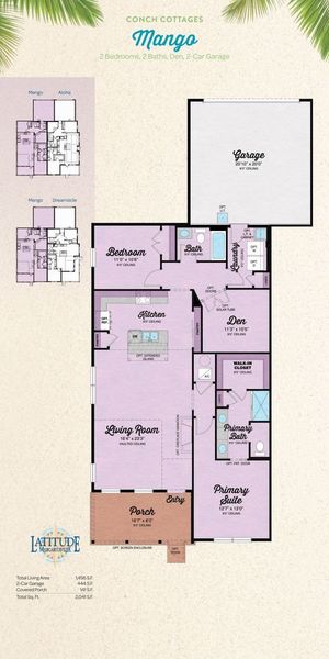 2D floor plan layout for the Mango by Minto Communities in Latitude Margaritaville Hilton Head, Hardeeville, SC (Image 2). 2D floor plan layout for the Mango by Minto Communities in Latitude Margaritaville Hilton Head, Hardeeville, SC (Image 2).