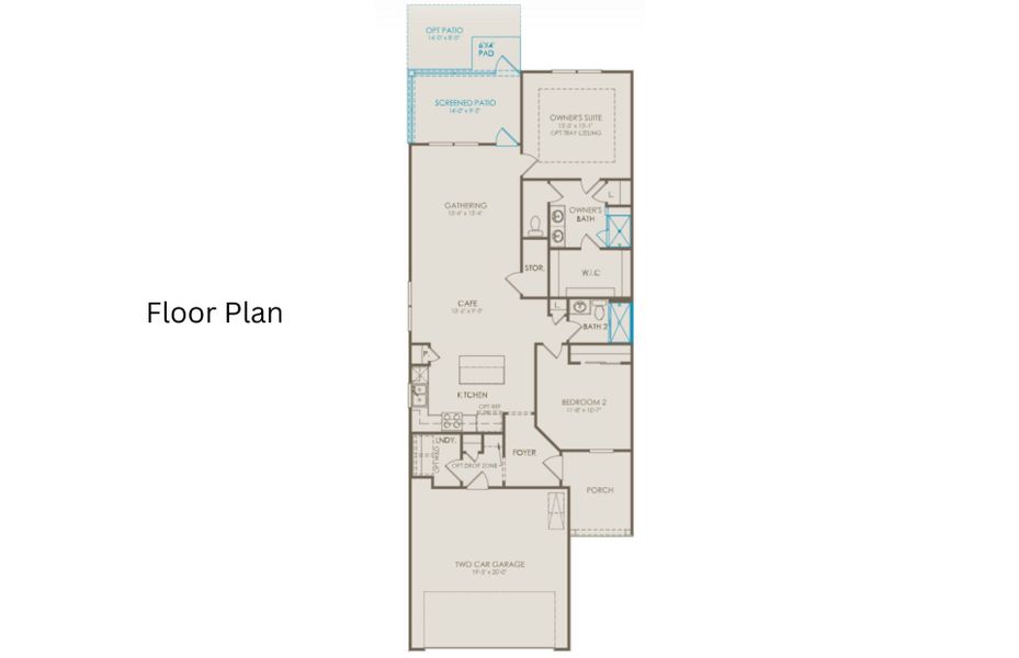 2D floor plan layout of this home in Carolina Overlook, Clayton, NC (Image 5).