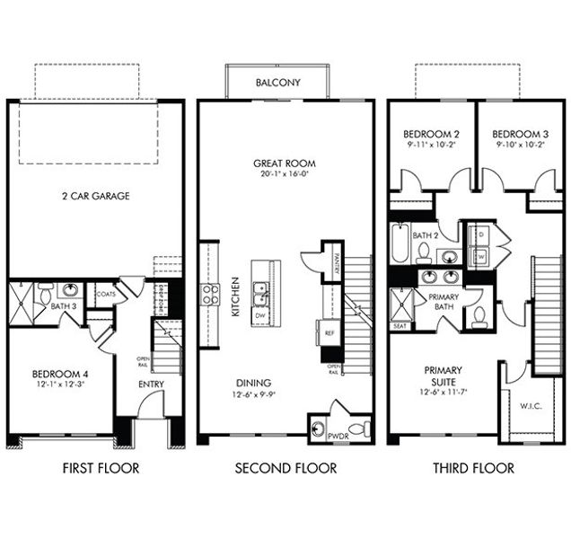 2D floor plan layout for the Somerset by Meritage Homes in Meadows at Wilson Farms - The Heights Series, Fort Mill, SC (Image 3).
