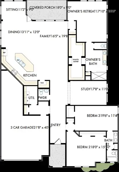 2D floor plan layout of this home in Sundance Cove Lakeside - Overlook View Collection, Crosby, TX (Image 2). 2D floor plan layout of this home in Sundance Cove Lakeside - Overlook View Collection, Crosby, TX (Image 2).