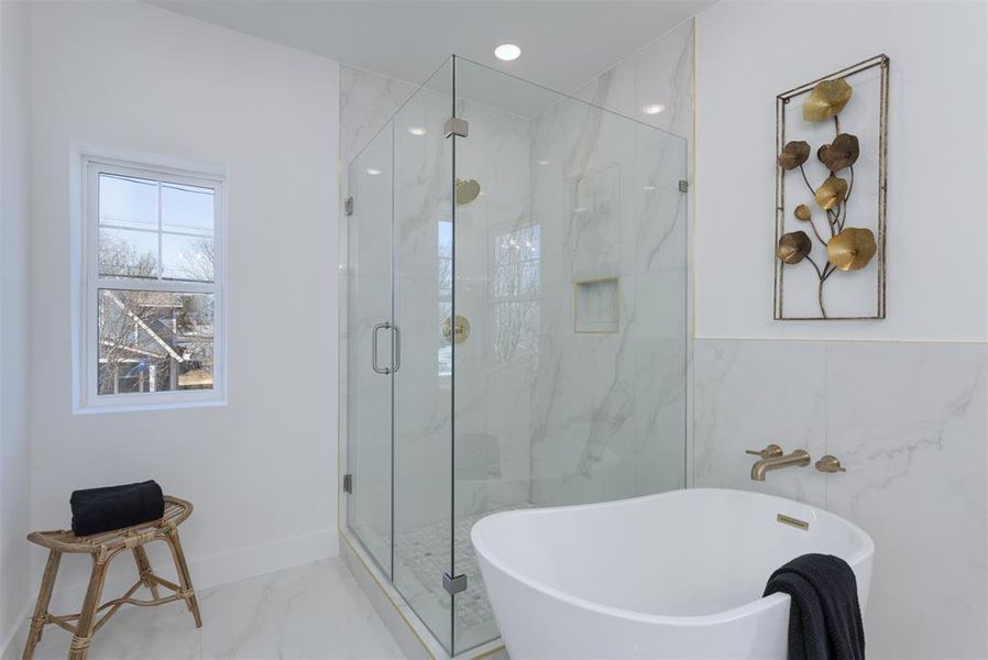 Lovely tub and separate shower