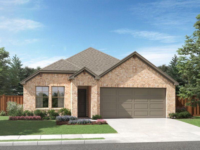 Front exterior of a new home in Lark Canyon, New Braunfels, TX, highlighting curb appeal (Image 2). Front exterior of a new home in Lark Canyon, New Braunfels, TX, highlighting curb appeal (Image 2).
