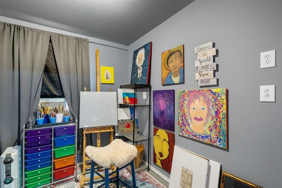 Rec room featuring radiator Rec room featuring radiator