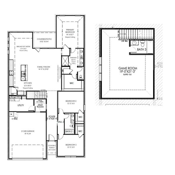 2D floor plan layout for the The Reunion by Lillian Custom Homes in Mercer Meadows, Royse City, TX (Image 7).