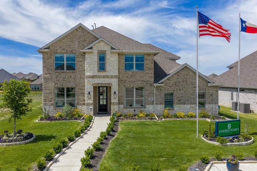 Front exterior of a new home in Westside Preserve, Midlothian, TX, highlighting curb appeal (Image 24).