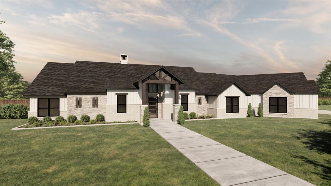 Front exterior of a new home in , Waller, TX, highlighting curb appeal (Image 1).