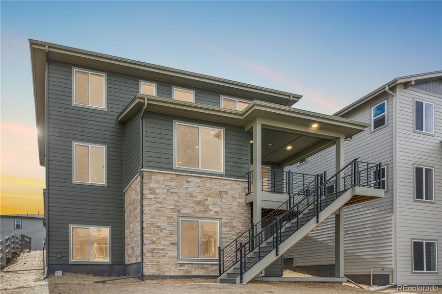 Exterior details and patio area of a home in Tribute at Lyric, Lone Tree (Image 3). Exterior details and patio area of a home in Tribute at Lyric, Lone Tree (Image 3).