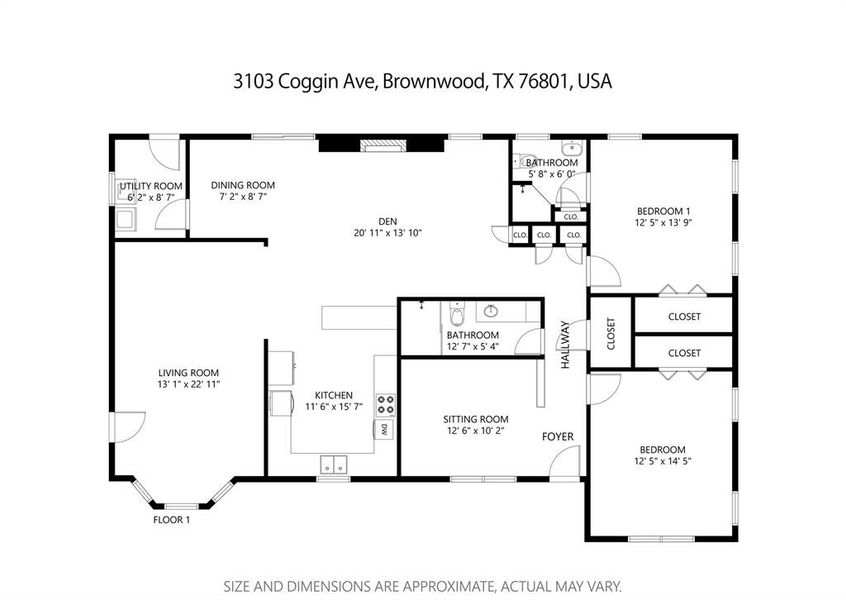 2D floor plan layout of this home in , Brownwood, TX (Image 3).
