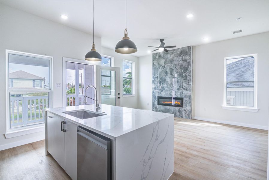 Furnished interior view inside a new home in , Galveston (Image 10).