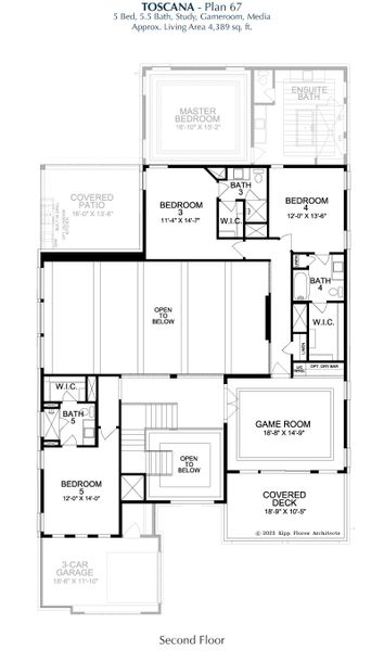 2D floor plan layout for the Toscana by Landon Homes in Fields Prestige - 60's, Frisco, TX (Image 4).
