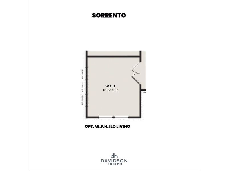 2D floor plan layout for the The Sorrento E by Davidson Homes LLC in Sundance Cove, Crosby, TX (Image 4).