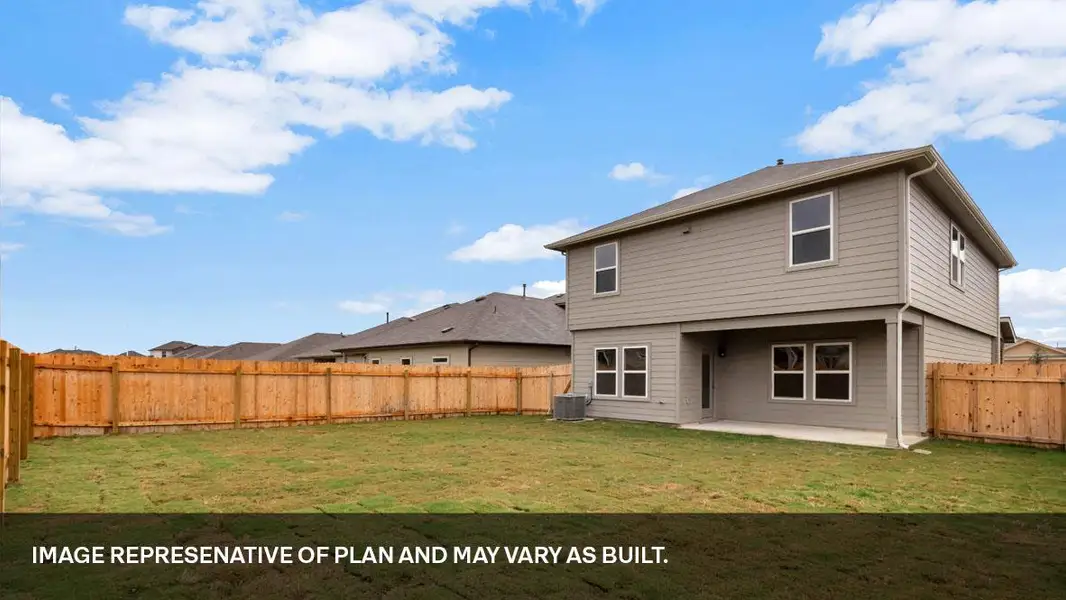 Exterior details and patio area of a home in Prairie Lakes, Buda (Image 3).