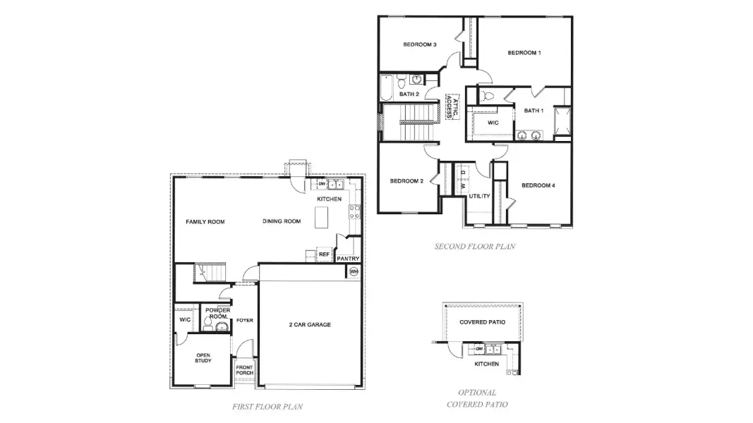 2D floor plan layout for the Madison by D.R. Horton in Wildwood Estates, Nolanville, TX (Image 3).