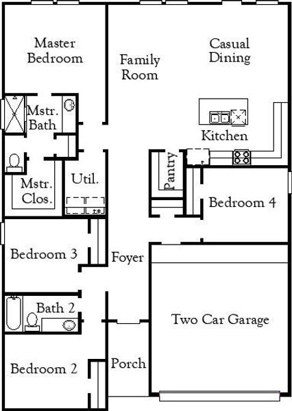 2D floor plan layout for the Starr by Coventry Homes in Eastern Wells, Jarrell, TX (Image 4).