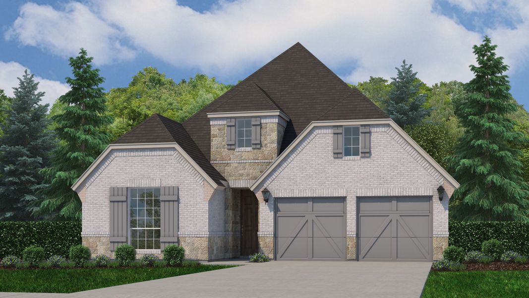 Plan 1140 Elevation B with Stone