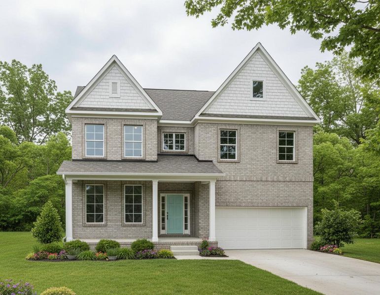 Front exterior of a new home in The Retreat at Norman Farm, Hendersonville, TN, highlighting curb appeal (Image 22).